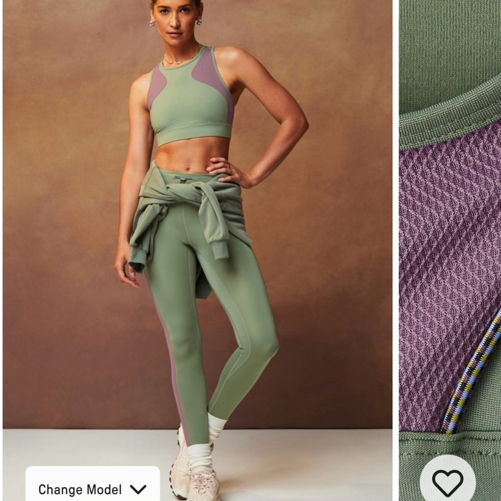 Fabletics 3 piece Bungee Set in Palm Leaf/Plum Cactus in size XXS
